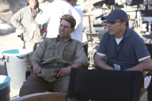 Chris Lee and Tom Cruise on Valkyrie Set